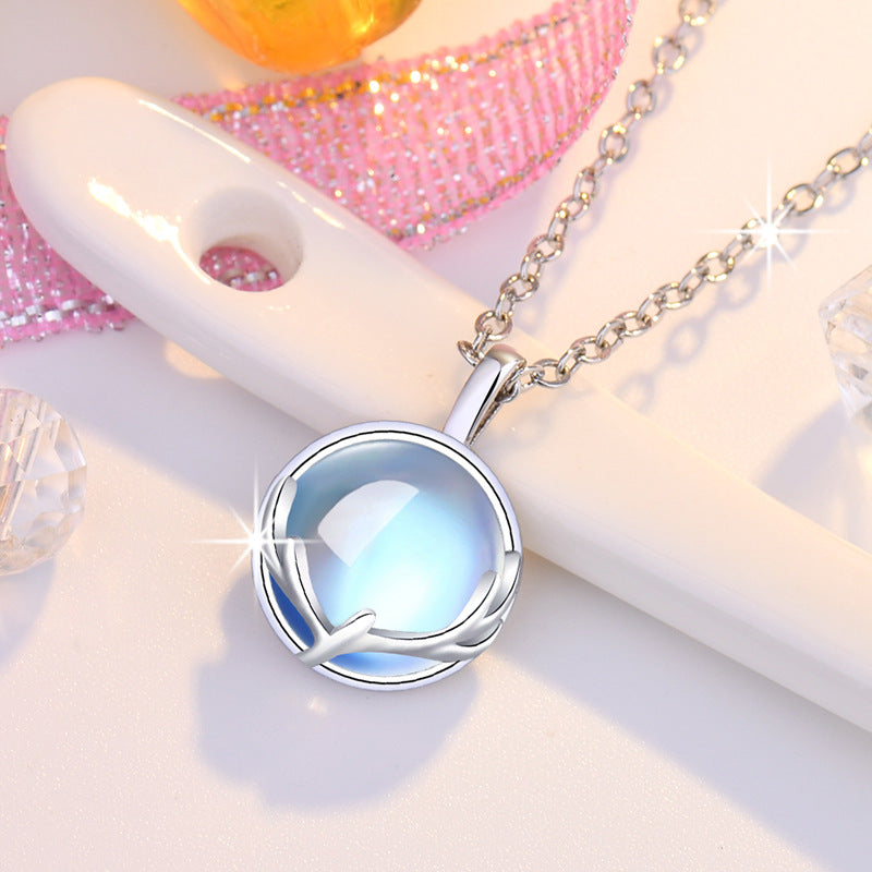 Damen Halskette mit stilvollem Cabochon-Anhänger und erlesenem Leaf-Design Shop Nory