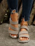 Damen Komfortable Leder-Sandalen mit breiten Riemen und anatomischem Fußbett Shopnory