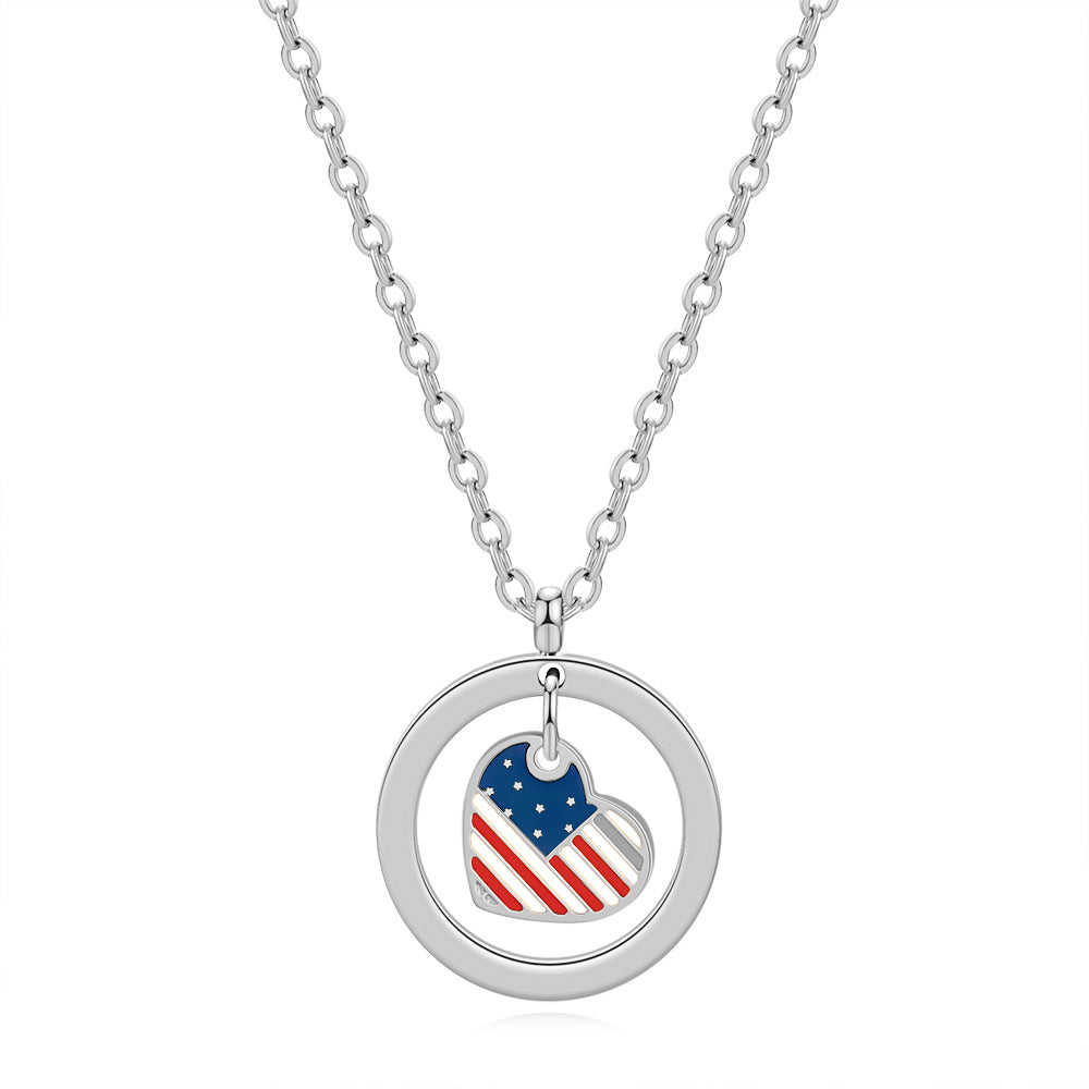 Damen Halskette mit herzförmigem Anhänger und patriotischem Design Shop Nory