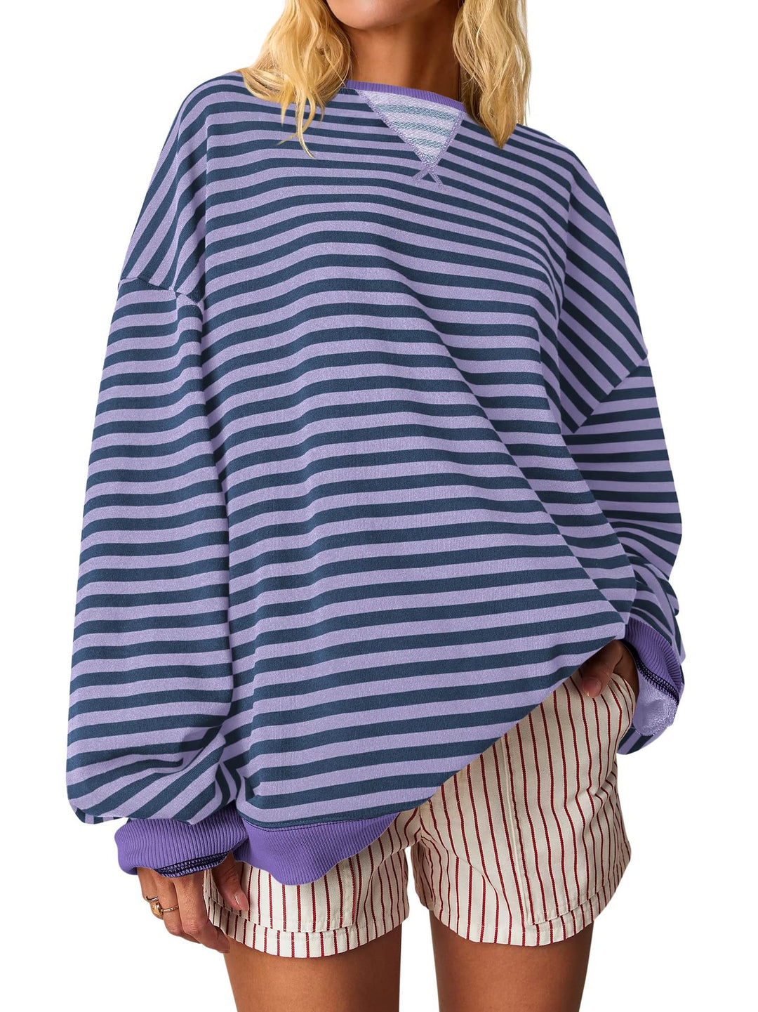 Damen Oversized gestreifter Sweatshirt