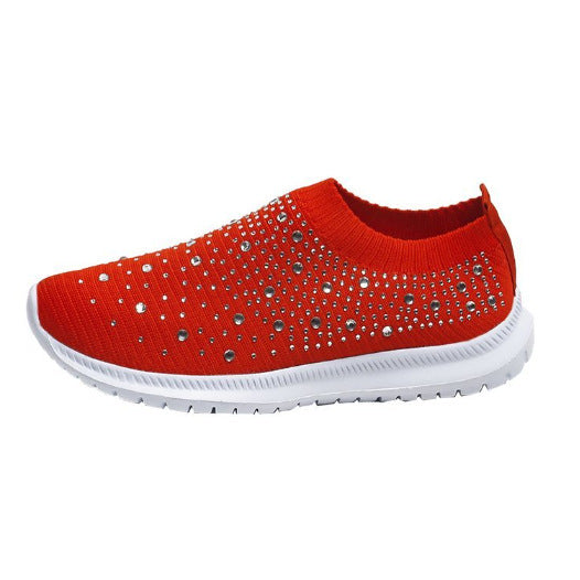 Damen Elastischer Slip-On Strick-Sneaker mit Strassbesatz Shop Nory
