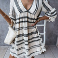 Damen Bohemian-Stil Schlagärmel Mini Kleid