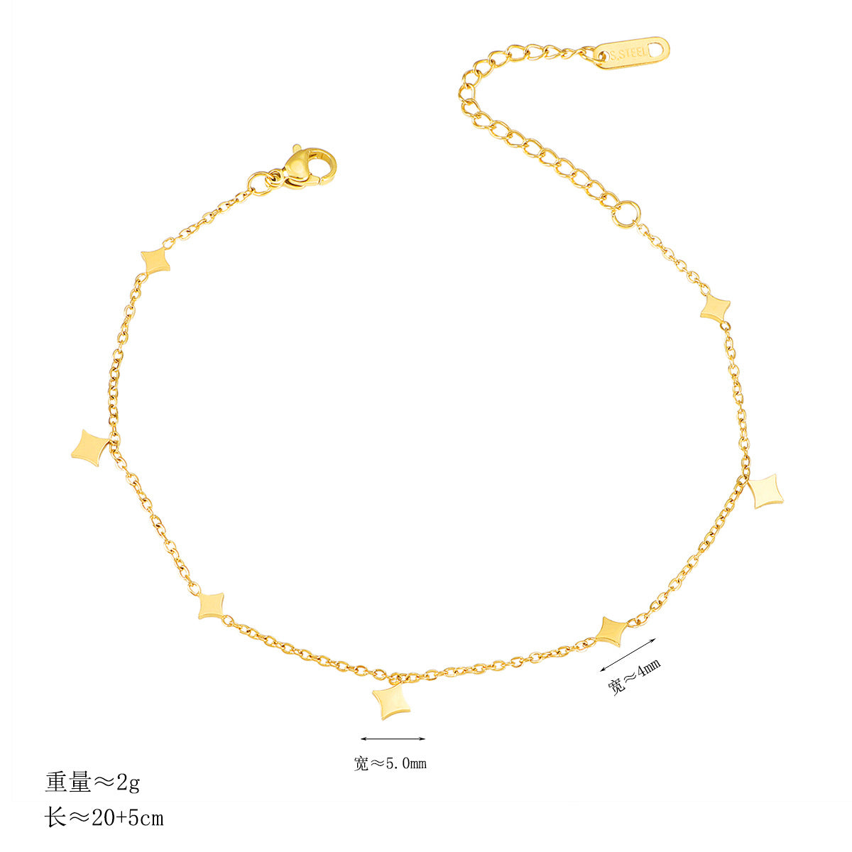 Damen Fußkette mit funkelnden geometrischen Elementen Shop Nory