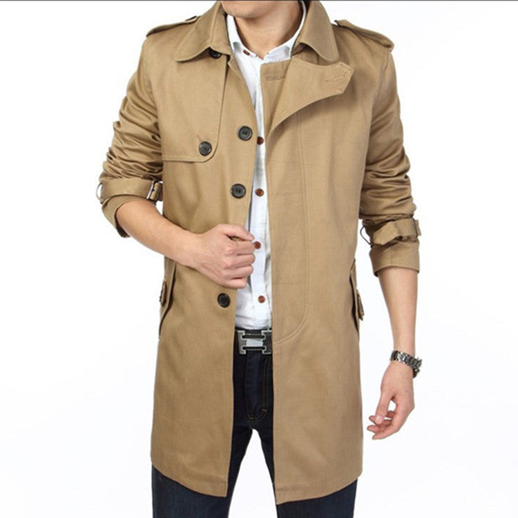 Herren Trenchcoat im klassischen Schnitt mit Schulterklappen Taillenriegel und verstellbaren Manschetten Shop Nory