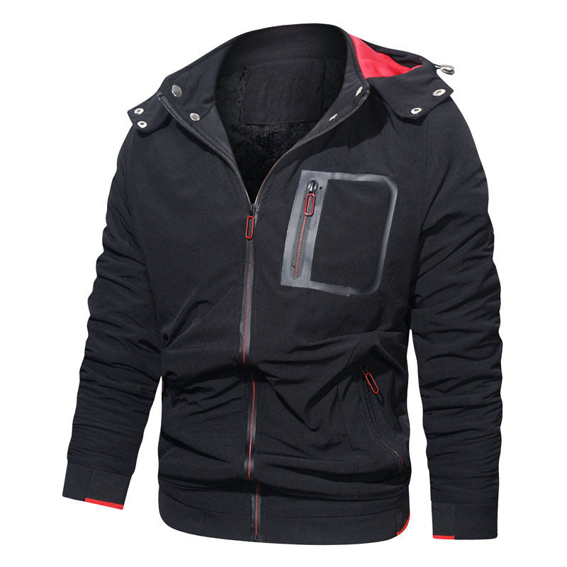 Herren Softshell-Hoodiejacke mit wasserdichten Reißverschlusstaschen und fleecegefüttertem Kragen Shop Nory