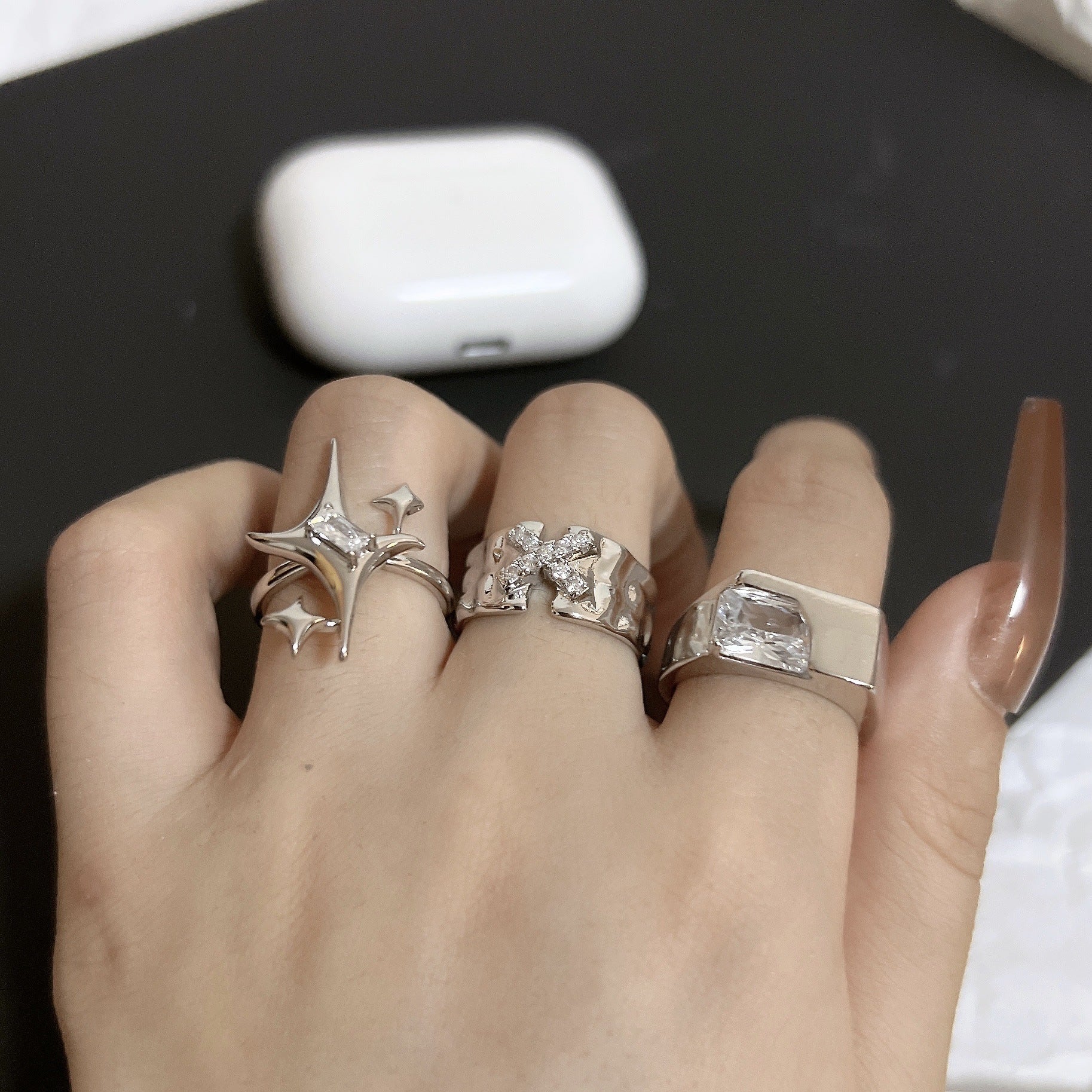Damen Schmuckring-Set mit funkelnden Zirkonia-Elementen Shop Nory