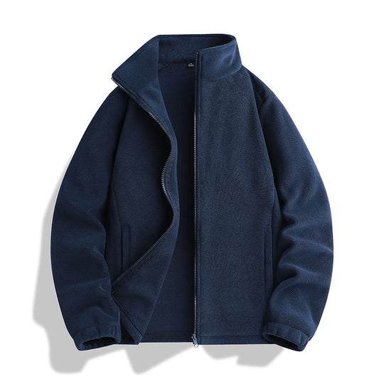 Unisex Fleecejacke mit Stehkragen, durchgehendem Reißverschluss und elastischen Bündchen Shop Nory