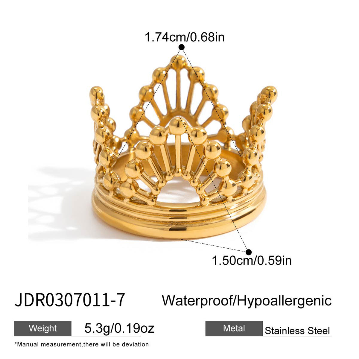 Damen Eleganter Ring im Krone-Design aus hypoallergenem Edelstahl Shop Nory