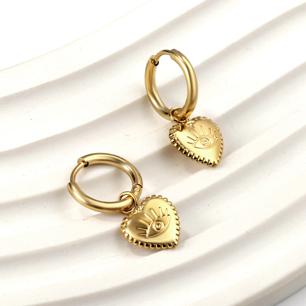 Damen Hängende Ohrstecker im herzförmigen Design mit funkelndem Kristall und goldplattierter Oberfläche Shop Nory