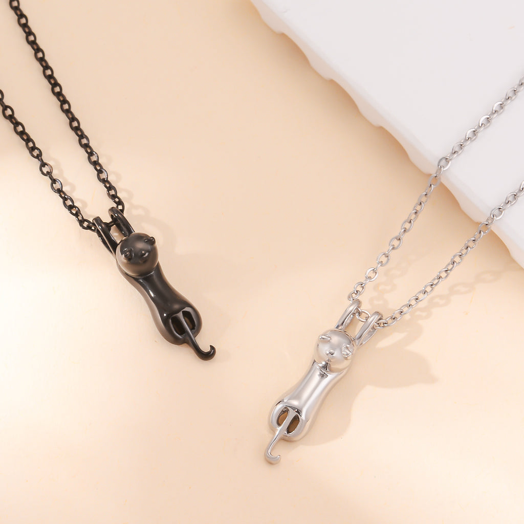 Damen Halskette mit charmantem Katzenanhänger aus hochwertigem Metall Shop Nory