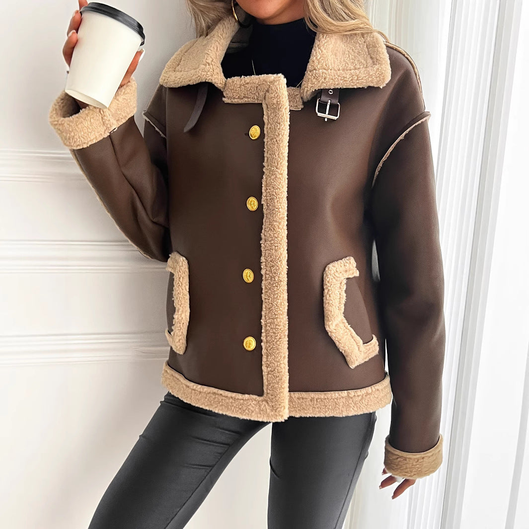 Damen Modische Teddyfelljacke