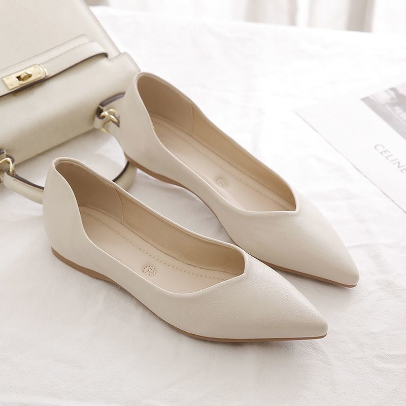 Damen Elegante Ballerinas aus hochwertigem Leder mit modischem V-Ausschnitt