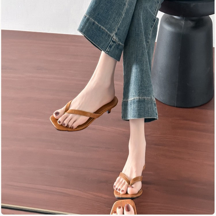 Damen elegante Zehentrenner mit bequemem Absatz
