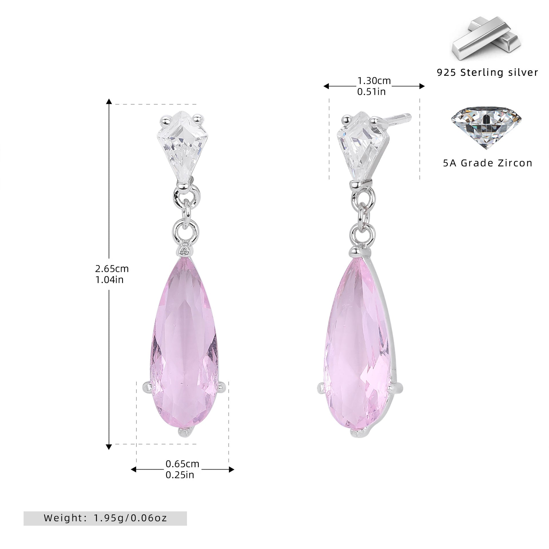 Damen Ohrhänger mit funkelnden Tropfen-Zirkonen aus hochwertigem 925 Sterling Silber Shop Nory