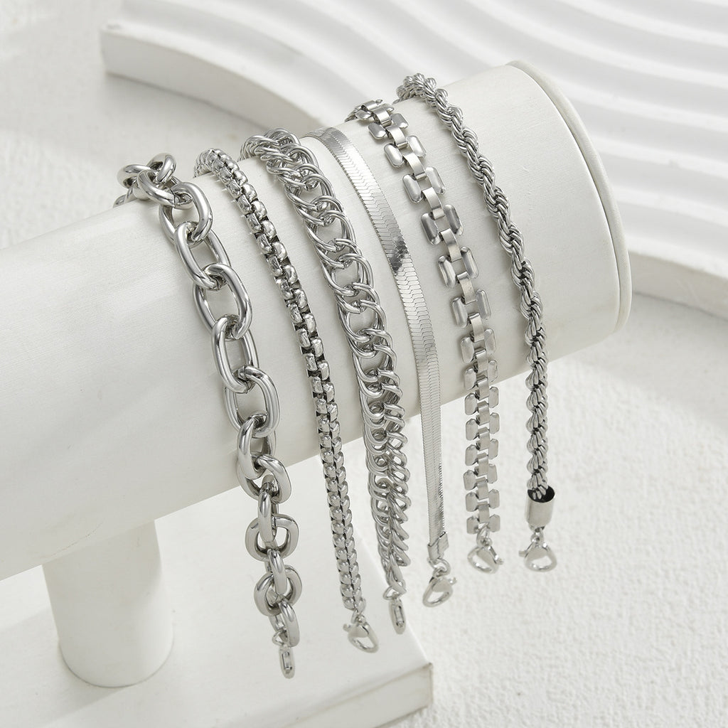 Damen Armreif-Set mit variierenden Kettenformen und strukturierten Designs Shop Nory