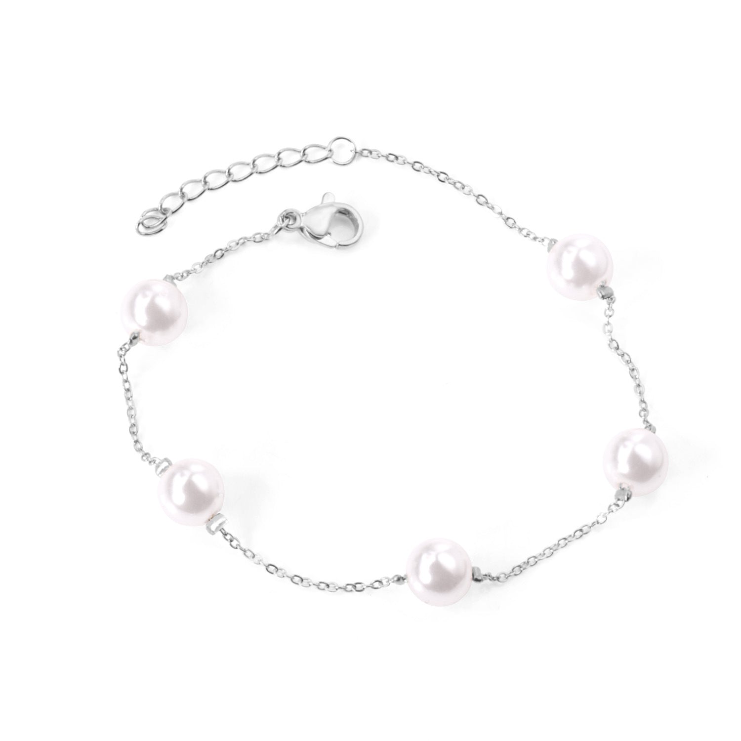 Damen Perlenarmband aus antiallergischem Edelstahl mit verstellbarem Verschluss Shop Nory