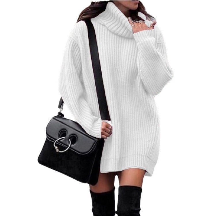 Damen Oversize-Longpullover mit Rollkragen, geripptem Feinstrick und figurumspielender Tunika-Länge Shop Nory