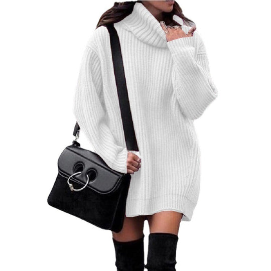 Damen Oversize-Longpullover mit Rollkragen, geripptem Feinstrick und figurumspielender Tunika-Länge Shop Nory