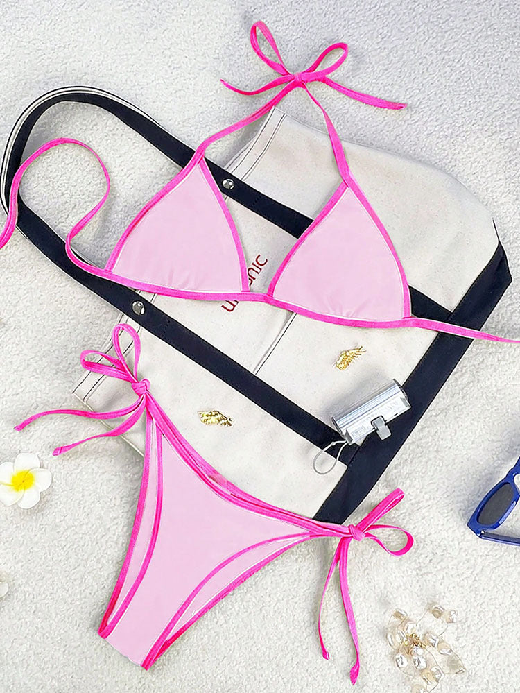 Damen Triangel-Bikini mit verspielten Schleifen