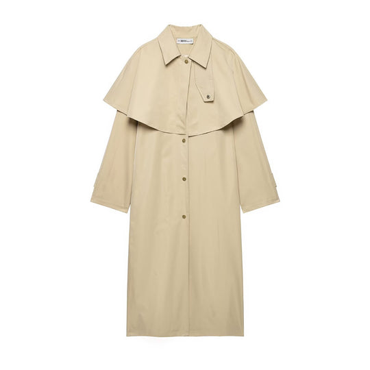 Damen Leichter Trenchcoat mit Schultercape und Druckknopf-Verschluss Shop Nory