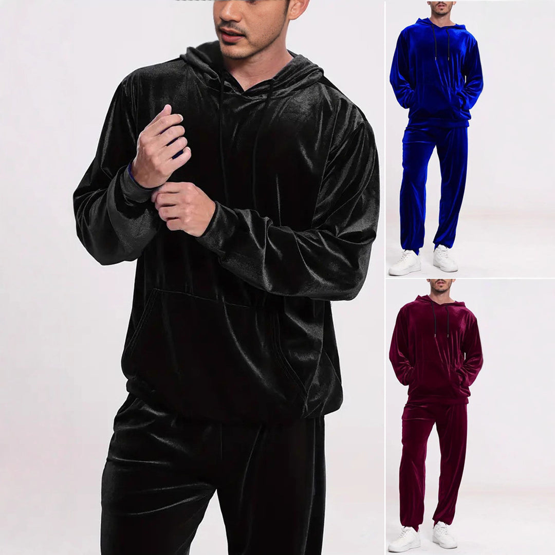 Herren nan Velours-Freizeitanzug mit Kapuzenpullover und lässiger Jogginghose Shop Nory
