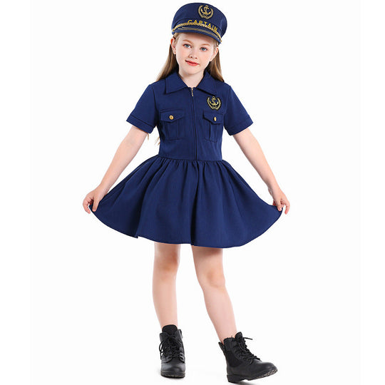 Mädchen Polizeikostüm mit Kleid und Mütze Shop Nory
