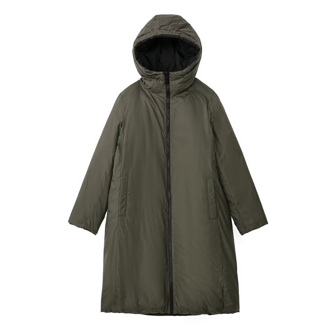 Damen langer gesteppter Winterparka mit Kapuze Shop Nory