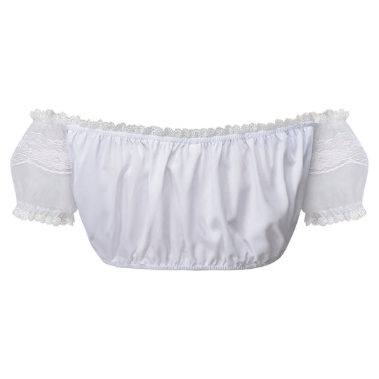 Damen nan kurz geschnittene Rüschenbluse im Dirndlstil mit Schnürung Shop Nory