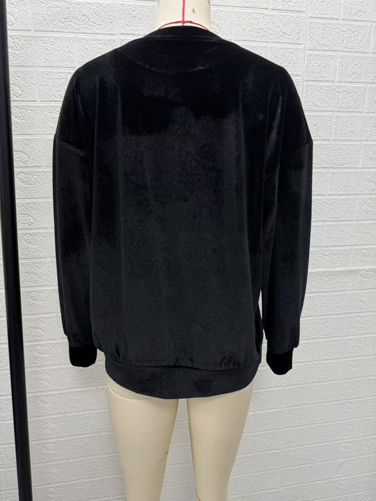 Damen Oversize-Samtpullover mit weitem Schnitt und geripptem Saum Shop Nory