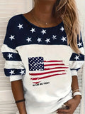 Damen lässiger Sweatshirt mit Sternen-Design und Flaggenmotiv