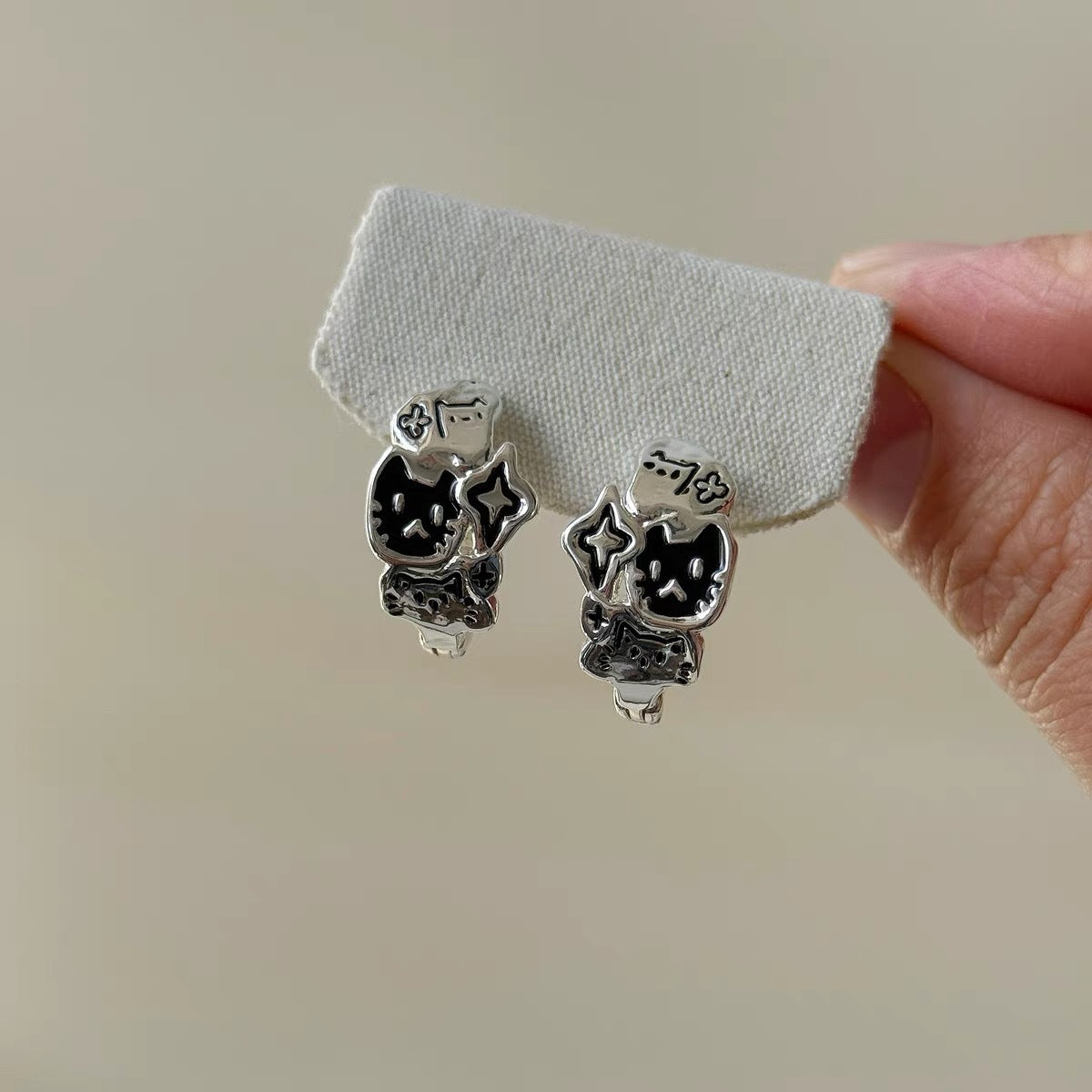 Damen Ring mit verspieltem Katzen- und Sternenmotiv Shop Nory