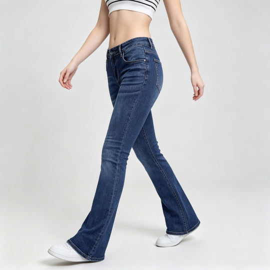 Damen Flared Jeans im klassischen 70er Jahre Look mit hoher Taille Shopnory