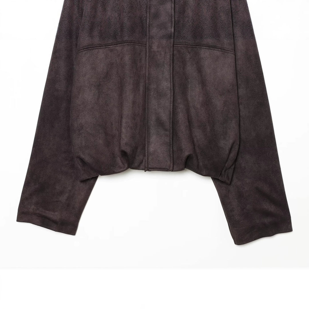 Damen Kurzblouson aus Velours‑Optik mit hohem Funnelkragen und elastischem Saum Shop Nory