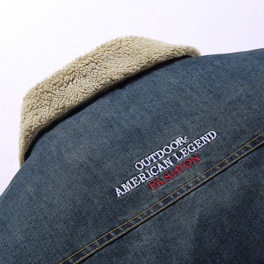 Herren Lässige Jeansjacke mit Teddyfutter Shop Nory