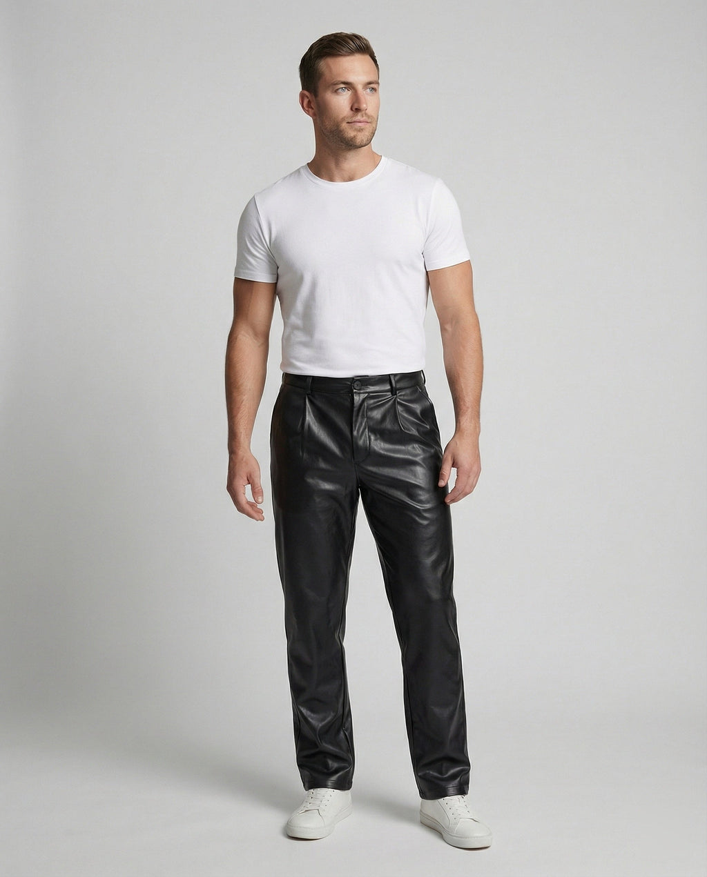 Herren Kunstlederhose elegant geschnitten