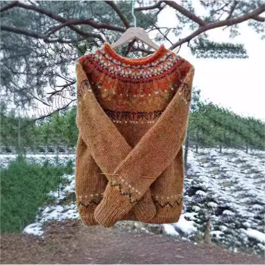 Damen nan Norwegerpullover aus Wollmix mit Rundhalsausschnitt und traditionellem Fair-Isle-Yoke Shop Nory