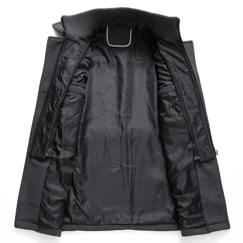 Herren nan eleganter zweireihiger Wollmantel mit abnehmbarem Strickkragen und verdecktem Reißverschluss Shop Nory