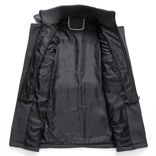 Herren nan eleganter zweireihiger Wollmantel mit abnehmbarem Strickkragen und verdecktem Reißverschluss Shop Nory