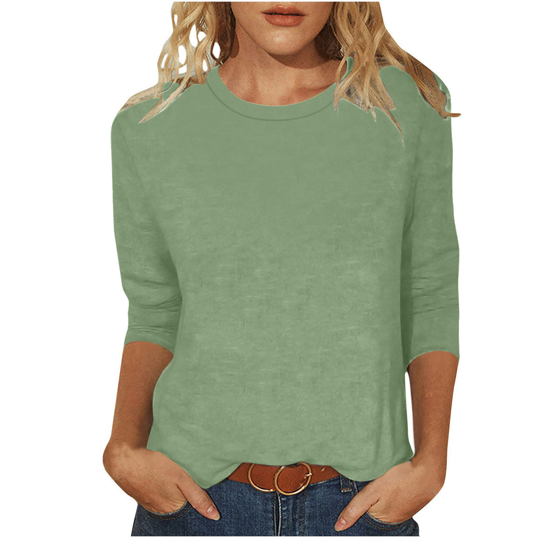 Damen nan lässiges 3/4-Arm Shirt mit Rundhalsausschnitt, lockerer Passform und seitlichen Schlitzen Shop Nory