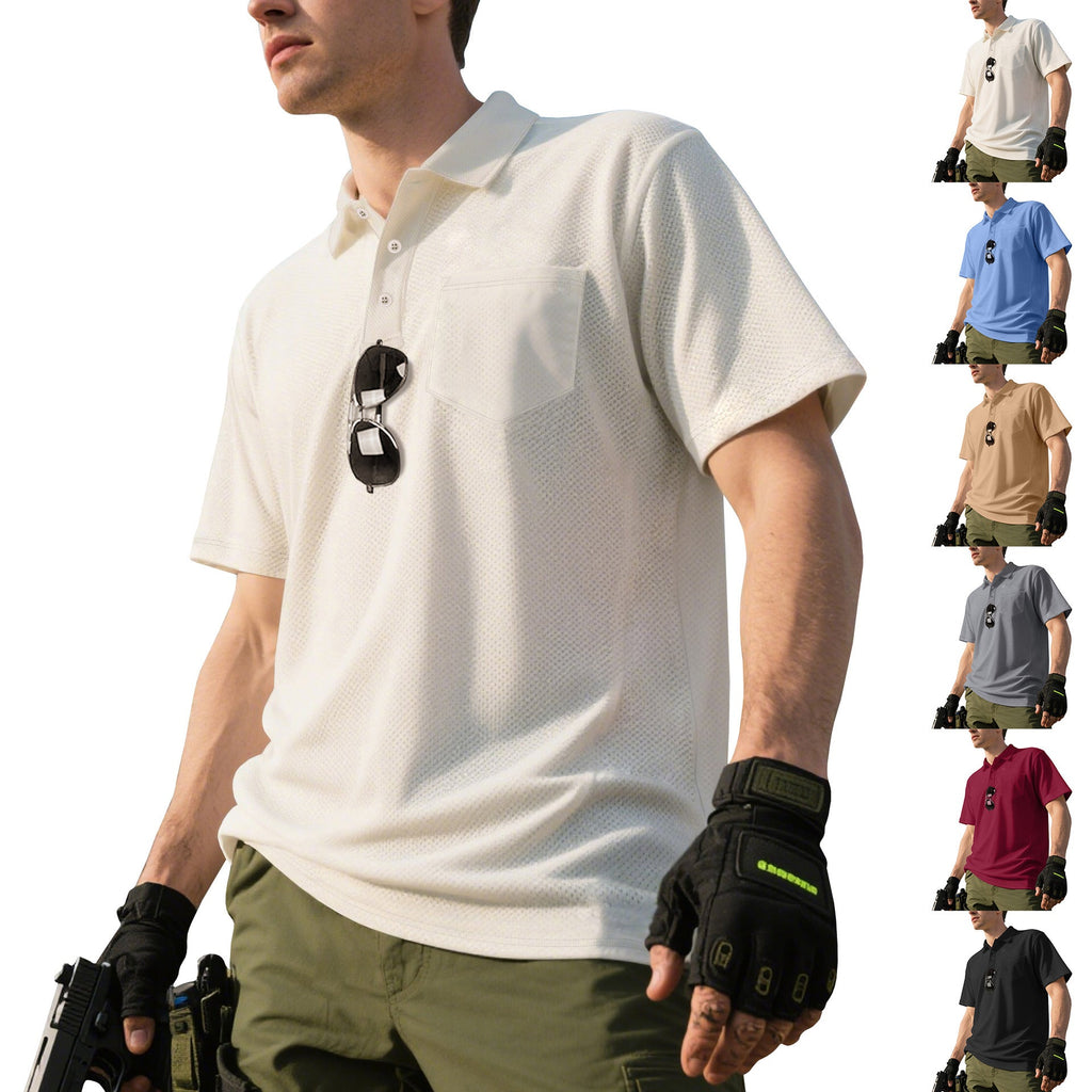 Herren nan funktionelles Kurzarm-Poloshirt mit Brusttasche, eingearbeiteter Stiftlasche und mikroperforierter Belüftung