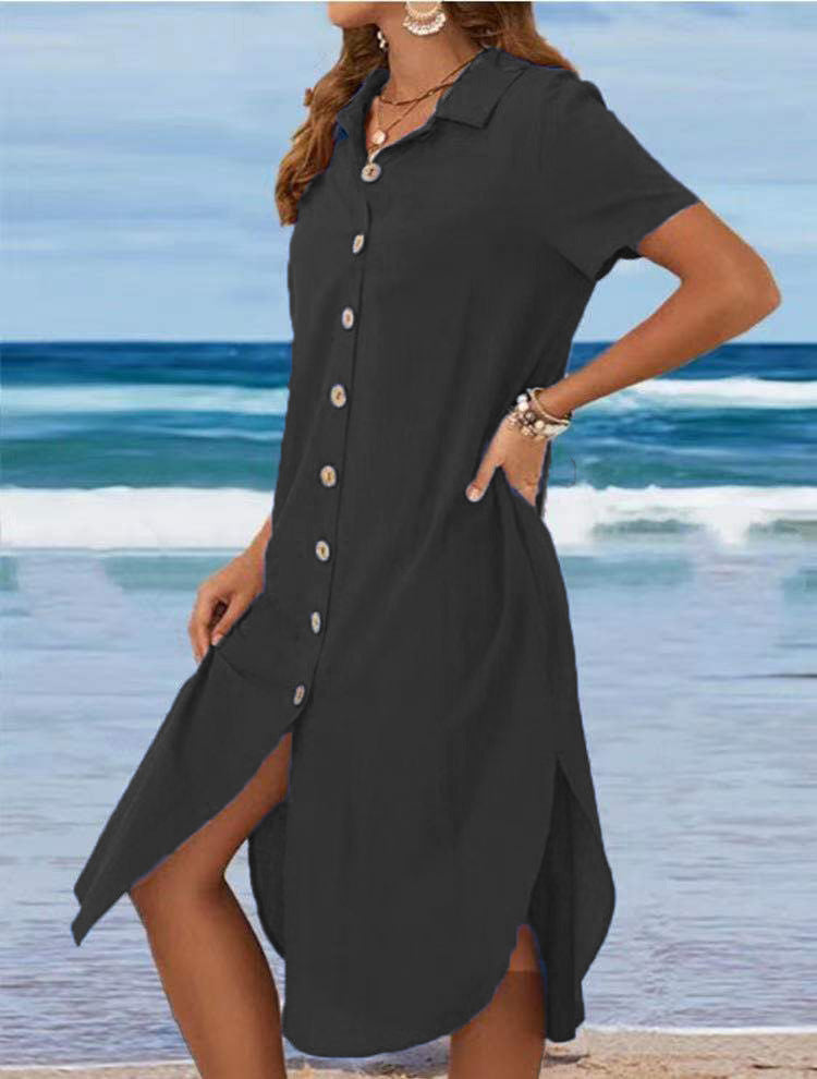Damen Hemdkleid mit Knopfleiste und Seitenschlitzen Shop Nory