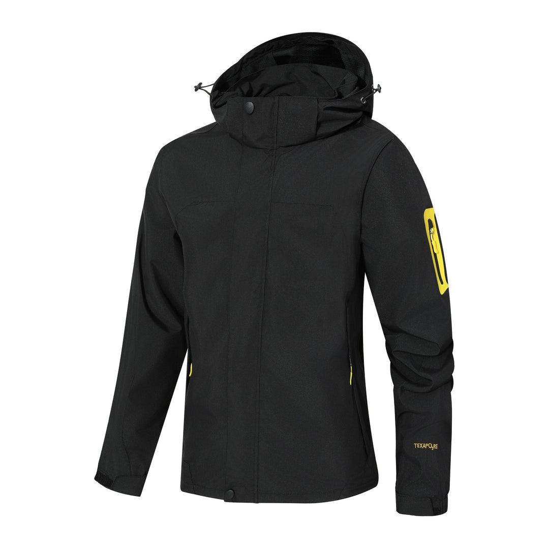 Herren Wasserdichte Softshell-Outdoorjacke mit Kapuze, Ärmel-Reißverschlusstasche und winddichter Membran Shop Nory