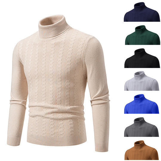 Herren Feiner Rollkragenpullover aus Feinstrick mit Zopfmuster und schmaler Silhouette Shop Nory
