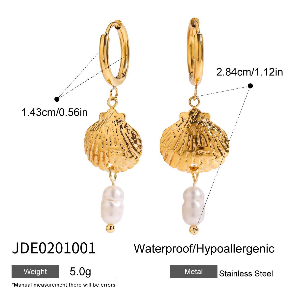 Damen Goldene Ohrringe mit Muschel-Design und Zirkonia Akzenten Shop Nory