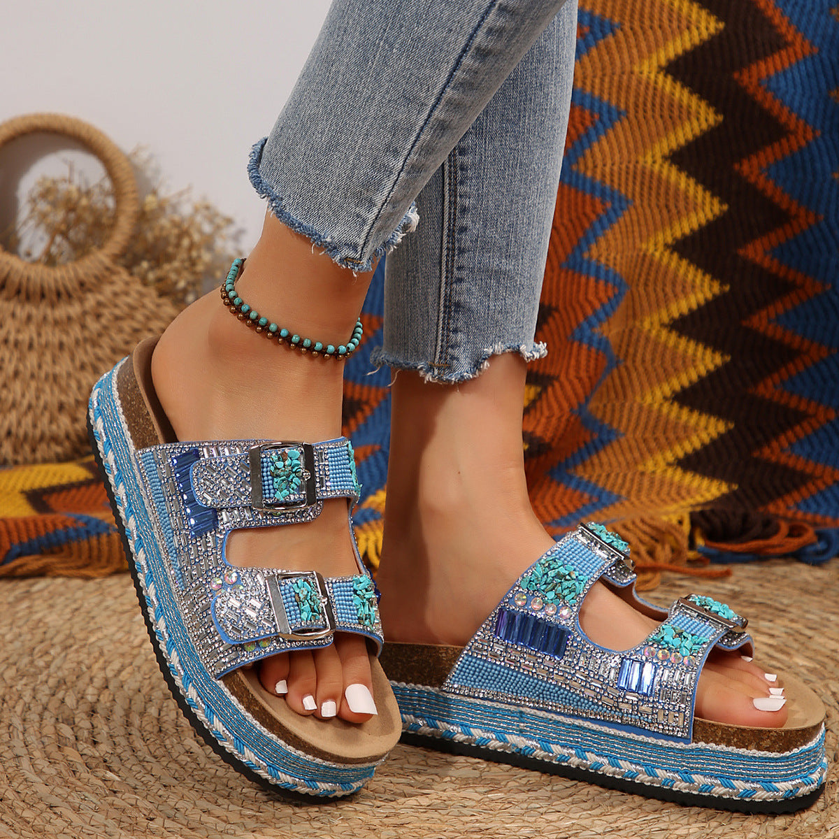 Damen Bequeme Kunstleder Sandalen