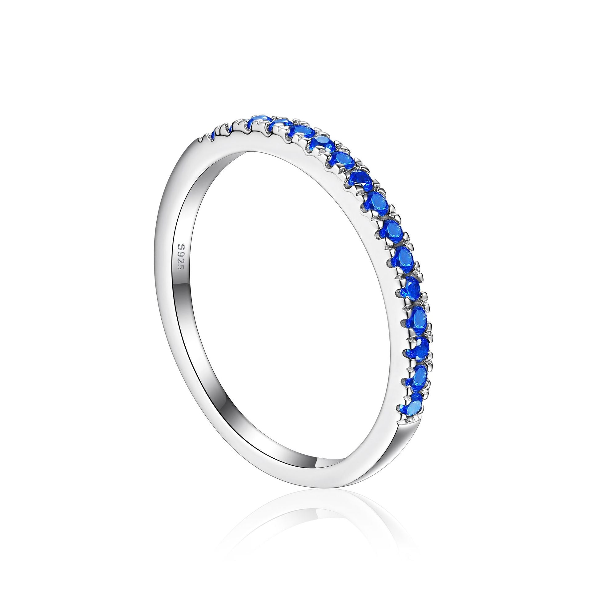 Damen hochwertiger Eternity-Ring mit leuchtenden blauen Zirkonia Shop Nory