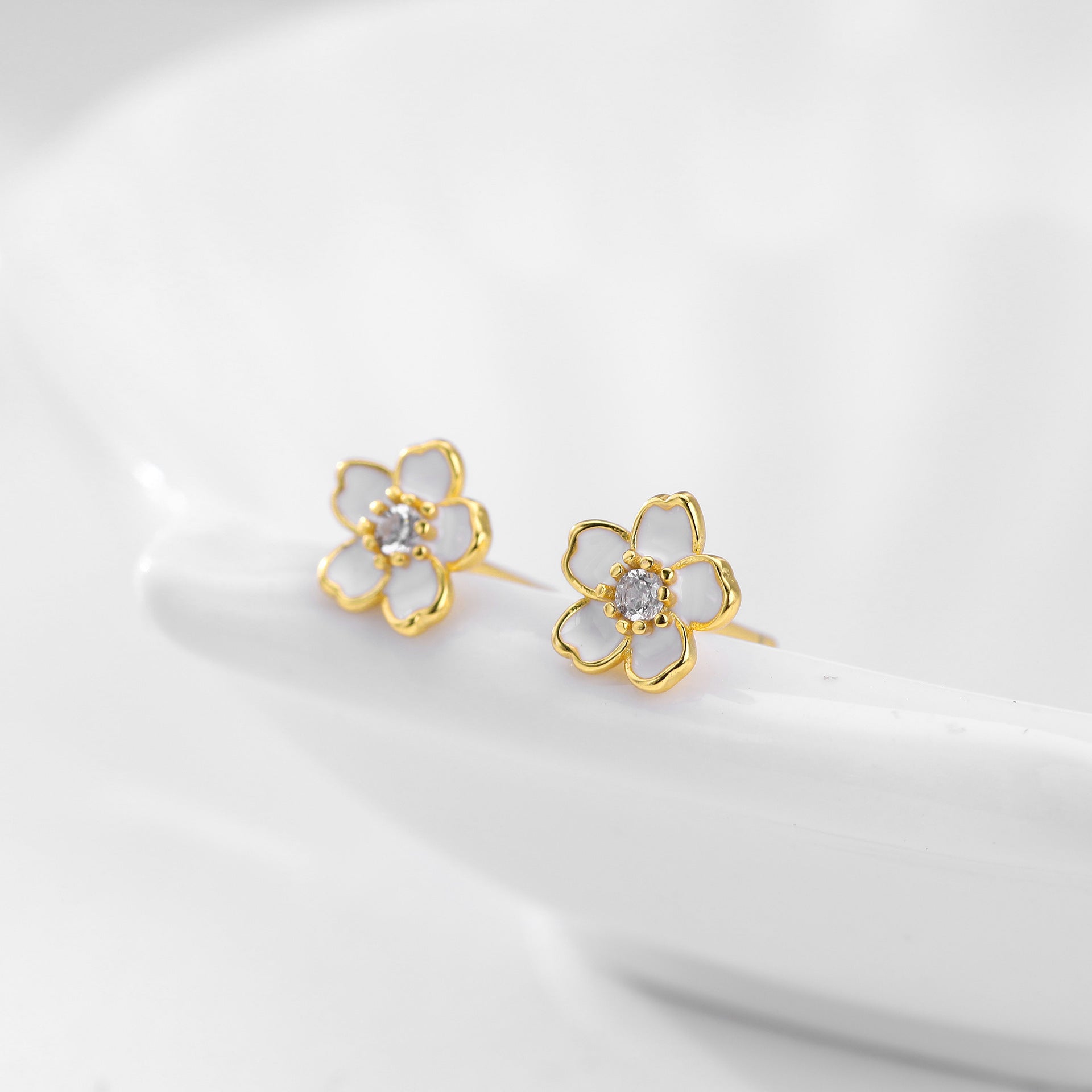Damen Blumen Ohrstecker aus 925 Sterling Silber mit Zirkonia Shop Nory