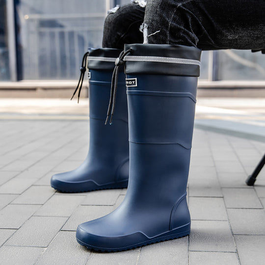 Herren wasserdichte kniehohe Gummistiefel mit verstellbarem Schaftverschluss und rutschfester Profilsohle Shop Nory