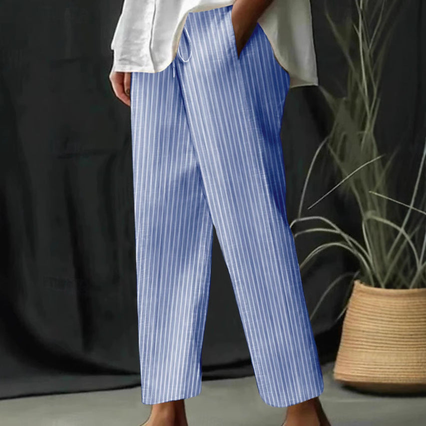 Damen Freizeithose mit gestreiftem Design und komfortablem Bund