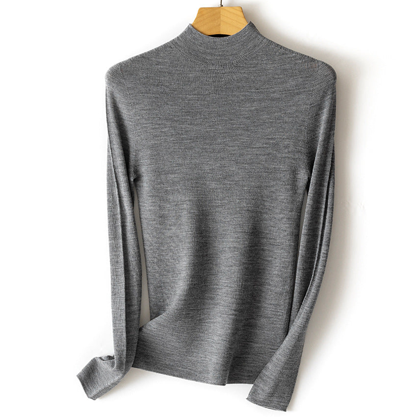 Damen Feinstrick-Longsleeve mit kurzem Stehkragen und schlanker Silhouette Shop Nory